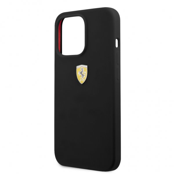 iPhone 13 Pro Case Liquid Silicone Metal Logo Black