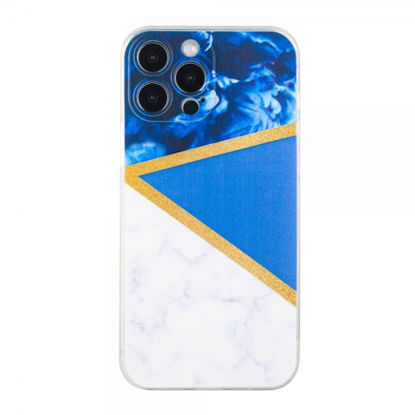 iPhone 13 Pro Case Marble Pattern Blue