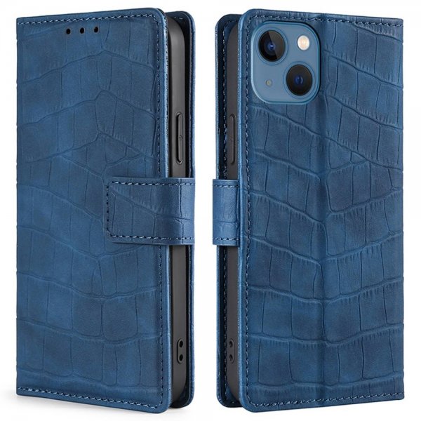 iPhone 14 Plus Cover Crocodile Pattern Blue