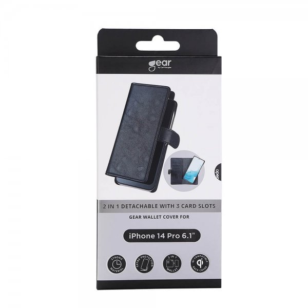 iPhone 14 Pro Cover 2-in-1 Detachable with 3 Card Slots Black