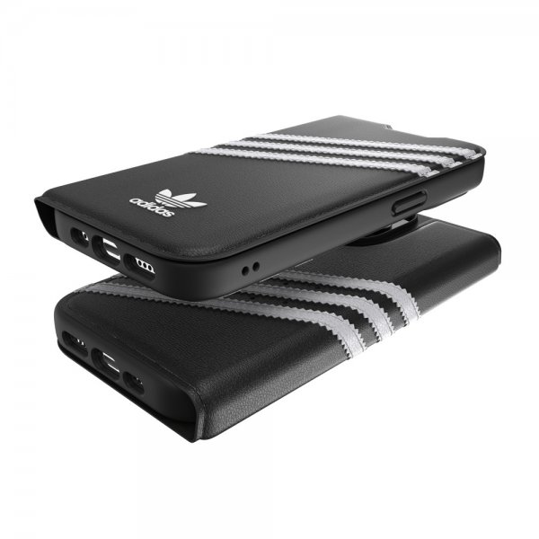 iPhone 14 Pro Cover 3 Stripes Booklet Case Black White