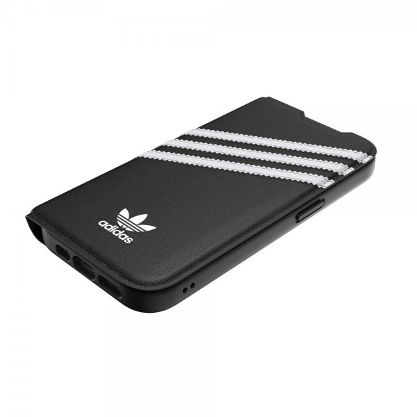 iPhone 14 Pro Cover 3 Stripes Booklet Case Black White