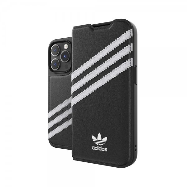 iPhone 14 Pro Cover 3 Stripes Booklet Case Black White