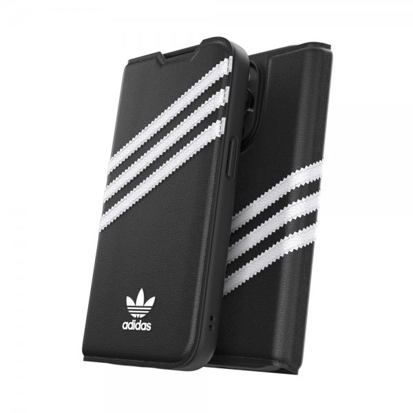 iPhone 14 Pro Cover 3 Stripes Booklet Case Black White