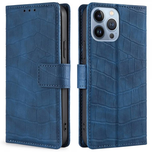 iPhone 14 Pro Cover Crocodile Pattern Blue