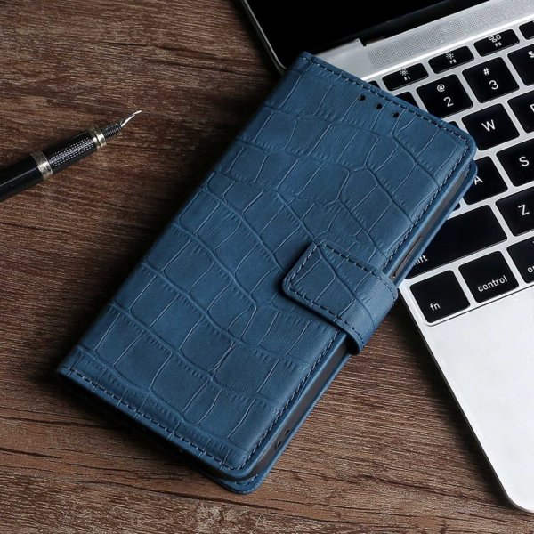 iPhone 14 Pro Cover Crocodile Pattern Blue
