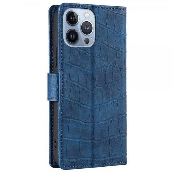 iPhone 14 Pro Cover Crocodile Pattern Blue