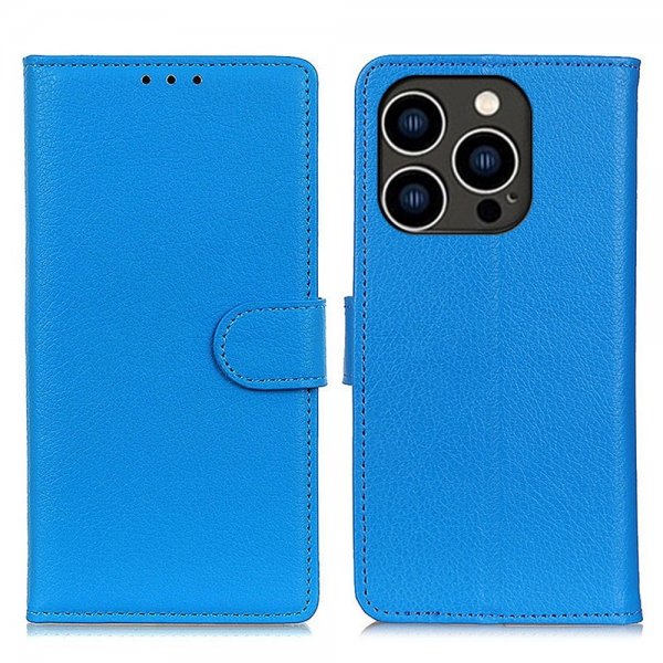 iPhone 14 Pro Cover Litchi Blue