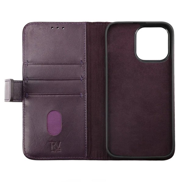 iPhone 14 Pro Cover Genuine Leather Card Slot Purple