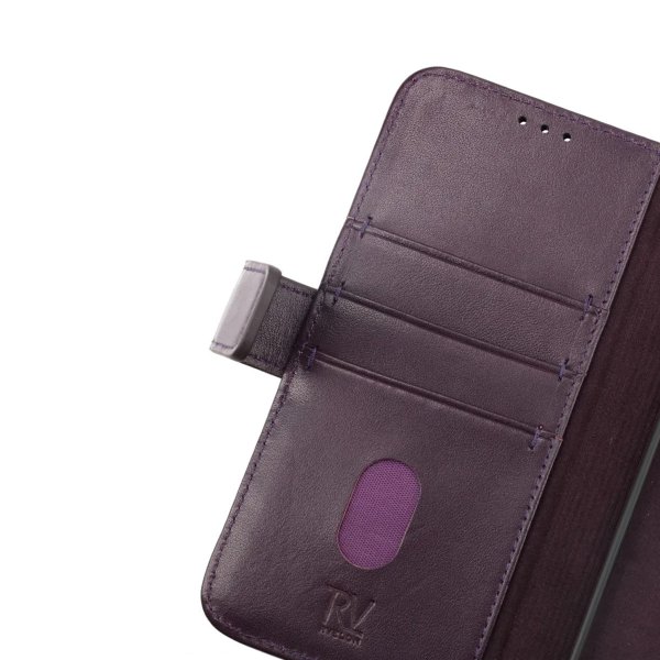 iPhone 14 Pro Cover Genuine Leather Card Slot Purple