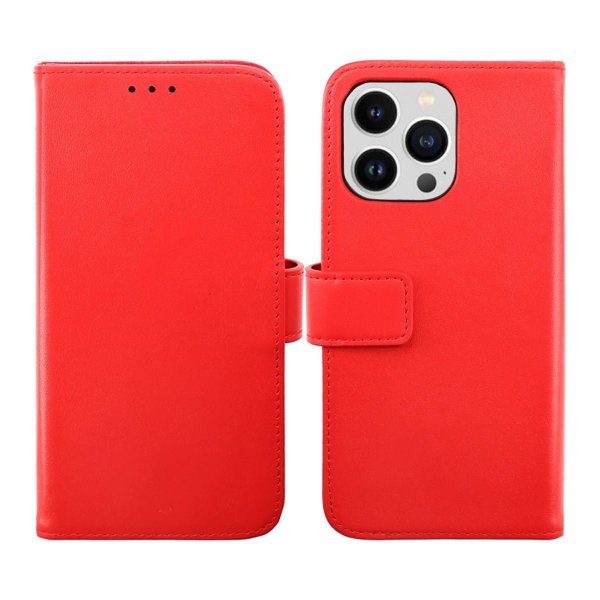iPhone 14 Pro Cover Genuine Leather Card Slot Red