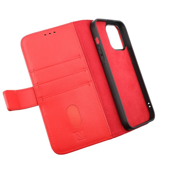 iPhone 14 Pro Cover Genuine Leather Card Slot Red