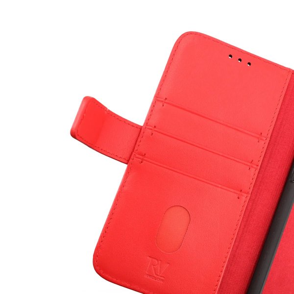 iPhone 14 Pro Cover Genuine Leather Card Slot Red