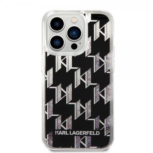iPhone 14 Pro Case Liquid Glitter Monogram Black