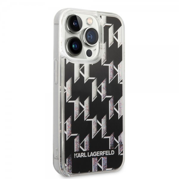 iPhone 14 Pro Case Liquid Glitter Monogram Black