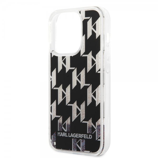 iPhone 14 Pro Case Liquid Glitter Monogram Black