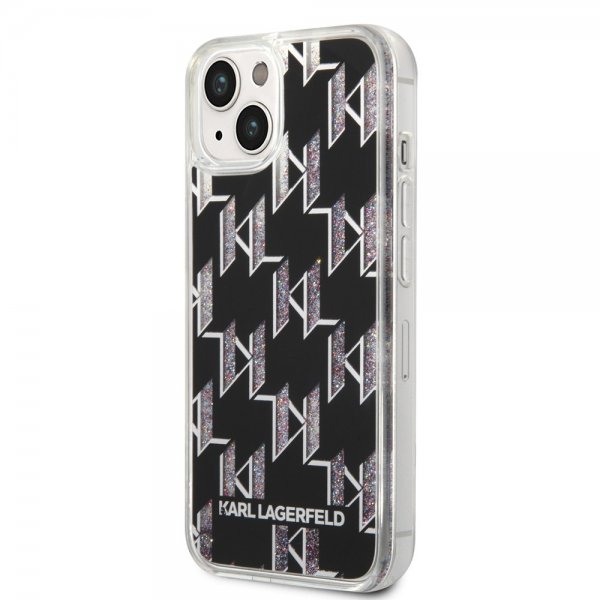 iPhone 14 Case Liquid Glitter Monogram Black