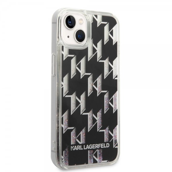 iPhone 14 Case Liquid Glitter Monogram Black