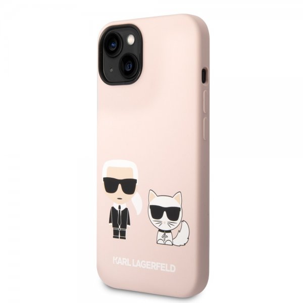 iPhone 14 Case Liquid Silicone Karl & Choupette MagSafe Pink