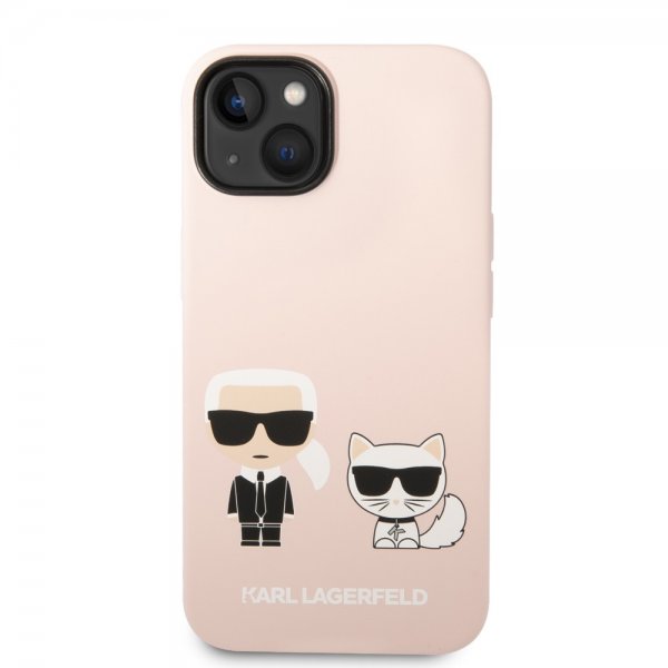 iPhone 14 Case Liquid Silicone Karl & Choupette MagSafe Pink