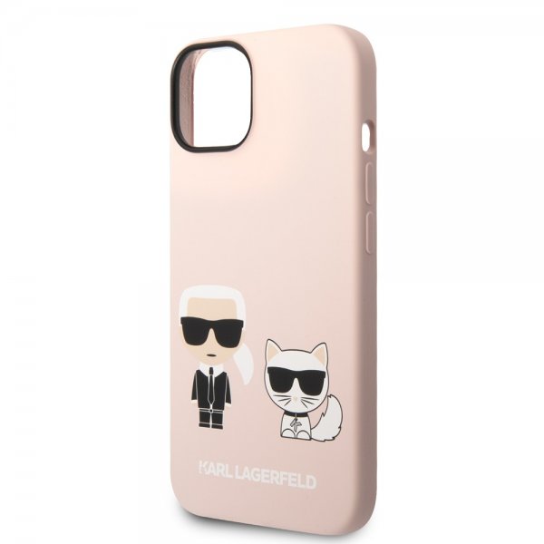 iPhone 14 Case Liquid Silicone Karl & Choupette MagSafe Pink
