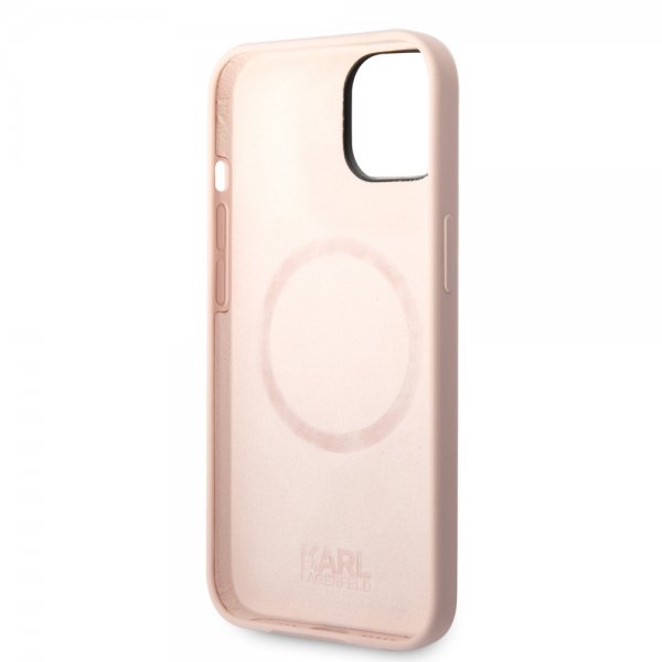 iPhone 14 Case Liquid Silicone Karl & Choupette MagSafe Pink