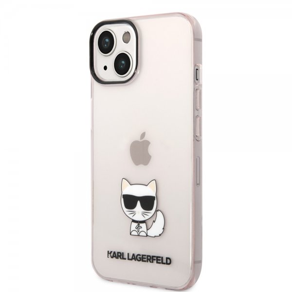 iPhone 14 Case Printed Choupette Transparent Pink