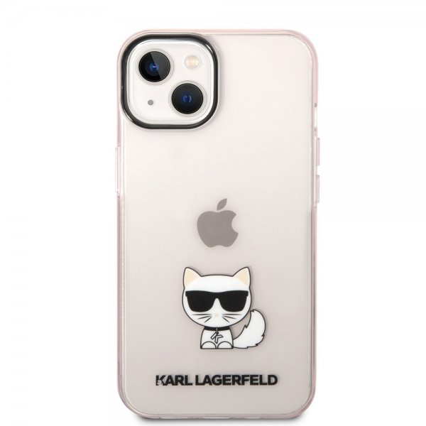 iPhone 14 Case Printed Choupette Transparent Pink