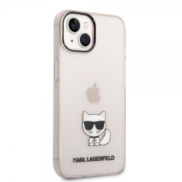 iPhone 14 Case Printed Choupette Transparent Pink