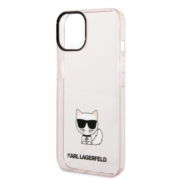 iPhone 14 Case Printed Choupette Transparent Pink