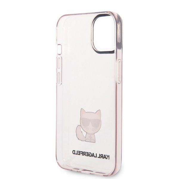 iPhone 14 Case Printed Choupette Transparent Pink