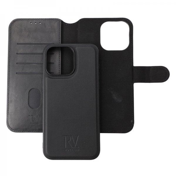 iPhone 15 Pro Max Cover Detachable Wallet Case Black
