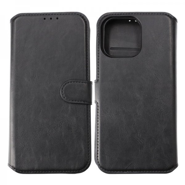 iPhone 15 Pro Max Cover Detachable Wallet Case Black