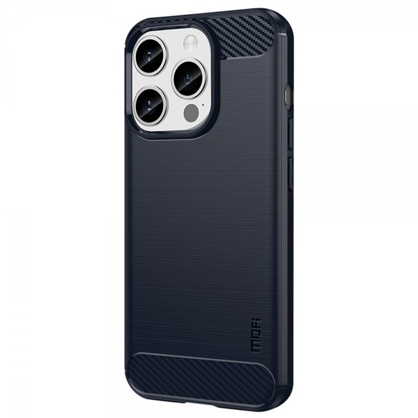 iPhone 15 Pro Max Case Brushed Carbon fiber texture Blue