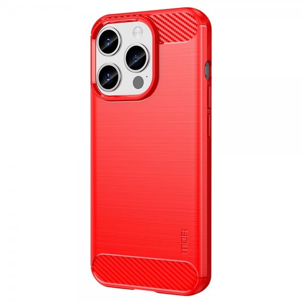 iPhone 15 Pro Max Case Brushed Carbon fiber texture Red