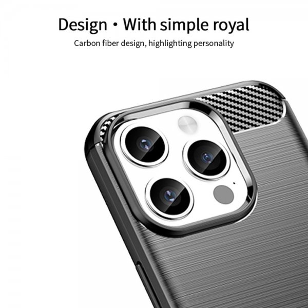 iPhone 15 Pro Max Case Brushed Carbon fiber texture Red