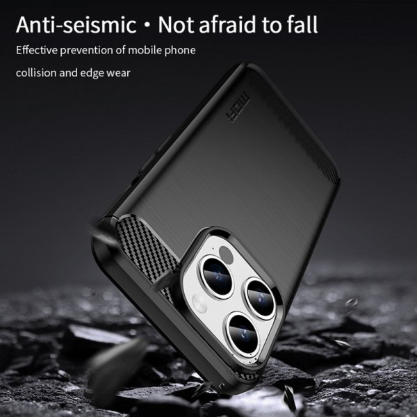 iPhone 15 Pro Max Case Brushed Carbon fiber texture Red