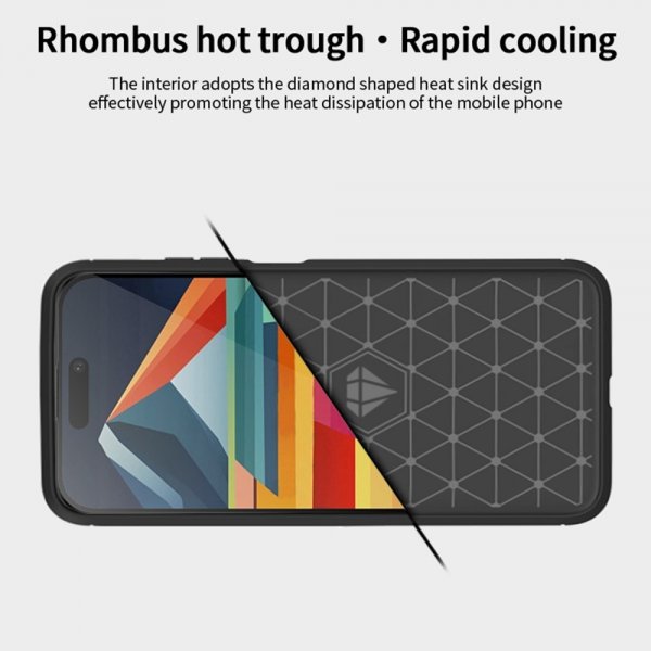 iPhone 15 Pro Max Case Brushed Carbon fiber texture Red