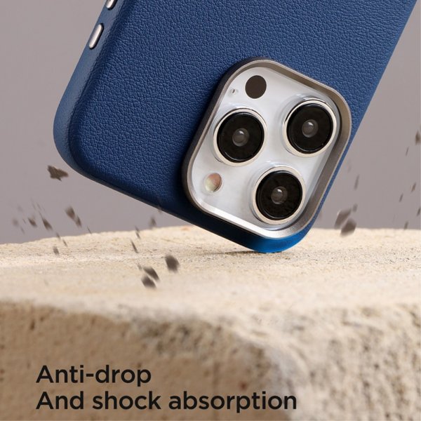 iPhone 15 Pro Max Case Litchi Pattern Series MagSafe Blue