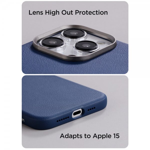 iPhone 15 Pro Max Case Litchi Pattern Series MagSafe Grey