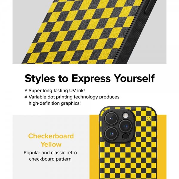 iPhone 15 Pro Max Case Onyx Design Checkerboard Yellow