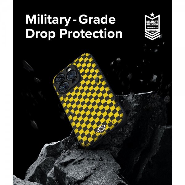 iPhone 15 Pro Max Case Onyx Design Checkerboard Yellow