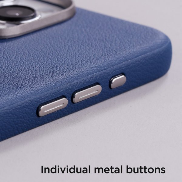 iPhone 15 Pro Case Litchi Pattern Series MagSafe Blue