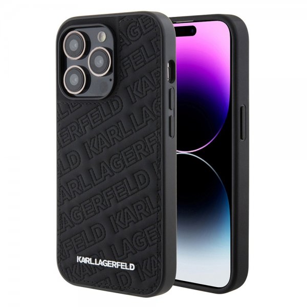 iPhone 15 Pro Case Quilted K Pattern Black