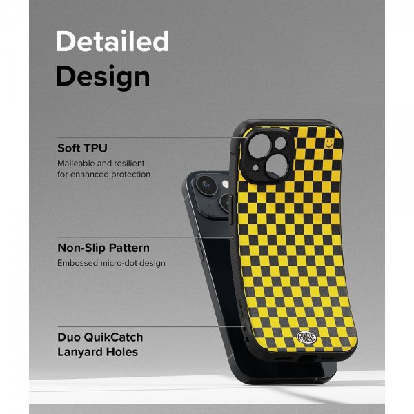 iPhone 15 Case Onyx Design Checkerboard Yellow