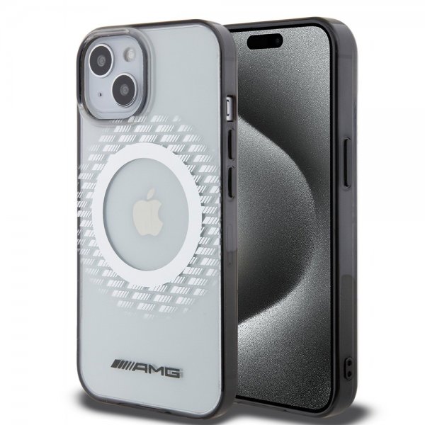iPhone 15 Case Rhombus Pattern MagSafe AMG Transparent