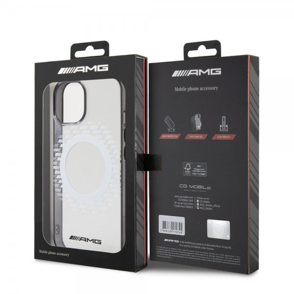 iPhone 15 Case Rhombus Pattern MagSafe AMG Transparent