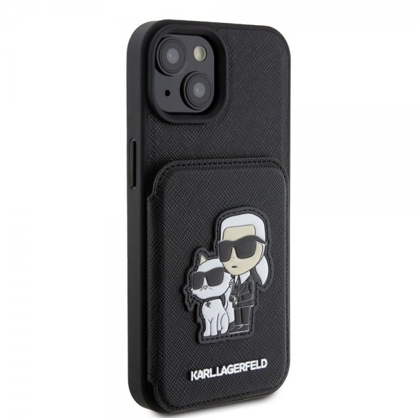 iPhone 15 Case Saffiano Card Slots & Stand Black