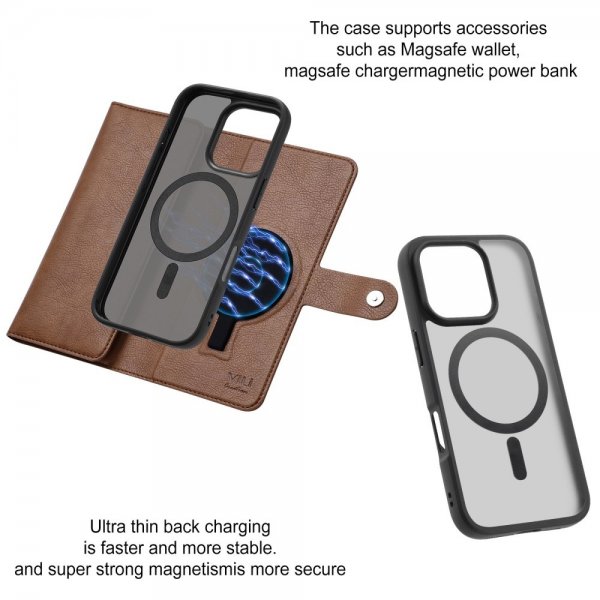 iPhone 16 Pro Cover Detachable Case GV Series MagSafe Brown