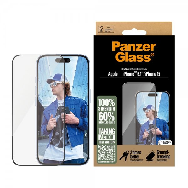iPhone 15/iPhone 16 Screen Protector Ultra-Wide Fit EasyAligner